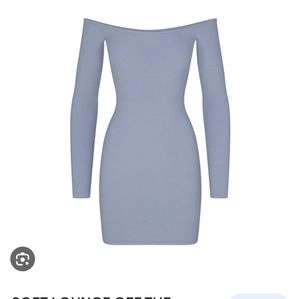SKIMS XL Slate blue gray mini off the shoulder dress